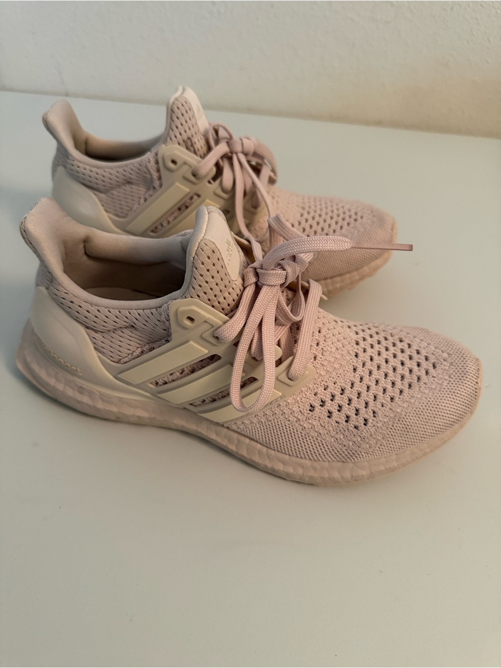 adidas Light Pink Knit Running Sneakers